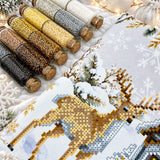 Christmas Pillow Bead Embroidery Kit, Winter Village Cushion, Festive DIY Home Decor Gift