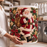 Santa Claus & Gift Sack | Quilted Laundry Basket