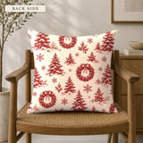 Christmas Toile Pillow Cover, Red Tree Farm and Horse Sleigh