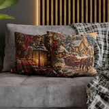 Christmas Village Horse-Drawn Sleigh Decorative Pillowcase