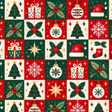 Red & Green Holiday Checkerboard | Quilted Laundry Basket