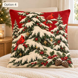 Christmas Pillow Cover, Vintage Santa, Snowy Village &amp; Red Cardinal, Double-Sided Cushion Cover, 14/16/18/20/24 Inch