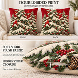 Christmas Pillow Cover, Vintage Santa, Snowy Village &amp; Red Cardinal, Double-Sided Cushion Cover, 14/16/18/20/24 Inch