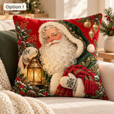Christmas Pillow Cover, Vintage Santa, Snowy Village &amp; Red Cardinal, Double-Sided Cushion Cover, 14/16/18/20/24 Inch