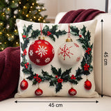 Snowman Christmas Pillow Cover, 45x45cm Snowman ,Santa Plush Pillow  Cushion Cover, Winter Throw Pillowcase, Holiday Sofa and Bedroom Decor