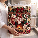 Stockings by the Hearth | Quilted Laundry Basket