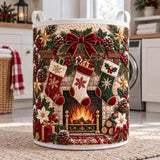 Stockings by the Hearth | Quilted Laundry Basket