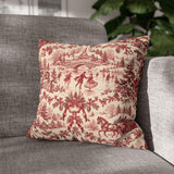 Christmas Toile Pillow Cover, Red French Toile Winter Village with Hidden Raccoons, Vintage Holiday Throw Pillow, Cozy Christmas Cushion