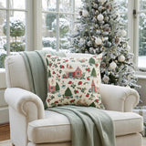 Christmas Village Pillow, Cottage Xmas Cushion, Cottage Holiday Accent, Evergreen Winter Cover