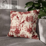 Red Christmas Toile Pillow Cover, Cardinal Christmas Pillowcase, Victorian Winter Sleigh Scene