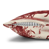Red Christmas Toile Pillow Cover, Cardinal Christmas Pillowcase, Victorian Winter Sleigh Scene