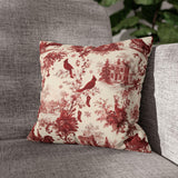 Red Christmas Toile Pillow Cover, Cardinal Christmas Pillowcase, Victorian Winter Sleigh Scene