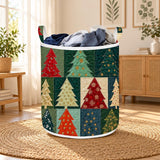 Patchwork Pine Trees | Quilted Laundry Basket