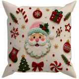 Santa and Candy Canes Pillow Cover, Double Sided, Evdek 6ECHD8