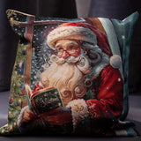 Christmas Tapestry Cushion Cover, Santa Reading Christmas Book, 45x45 cm