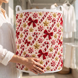 Peppermint Swirls & Bows | Quilted Laundry Basket