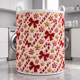 Peppermint Swirls & Bows | Quilted Laundry Basket