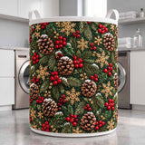 Pinecones & Red Berries | Quilted Laundry Basket