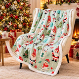 Cosy Red Christmas Sherpa Blanket – White Reindeer