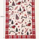 Cosy Santa Blanket – Soft Red Plaid with Reindeer and Snowman