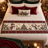 Snowman Bed Runner | Quilted Bedding Set