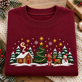 Burgundy Winter Village | Cozy Sweater
