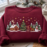 Burgundy Winter Village | Cozy Sweater