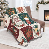 Cosy Family Name Christmas Blanket – Woven Patchwork