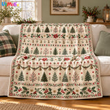 Cosy Christmas Tree Blanket – Soft Cream Throw with Bells
