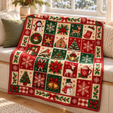 Cosy Christmas Blanket – Snowmen, Reindeer and Trees