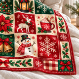 Cosy Christmas Blanket – Snowmen, Reindeer and Trees