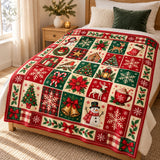 Cosy Christmas Blanket – Snowmen, Reindeer and Trees