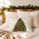 Christmas Lumbar Pillow with Colorful Christmas Tree, Ornaments and Gifts