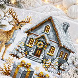 Christmas Pillow Bead Embroidery Kit, Winter Village Cushion, Festive DIY Home Decor Gift