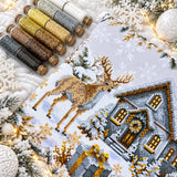Christmas Pillow Bead Embroidery Kit, Winter Village Cushion, Festive DIY Home Decor Gift