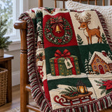 Cosy Santa Woven Blanket – Old-Style Christmas Patchwork
