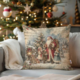 Santa Claus Pillow Cover,Christmas Throw Pillowcase,Xmas Sofa Pillow Case,Holiday Pillow Sham,Cozy Cushion Cover