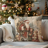 Santa Claus Pillow Cover,Christmas Throw Pillowcase,Xmas Sofa Pillow Case,Holiday Pillow Sham,Cozy Cushion Cover