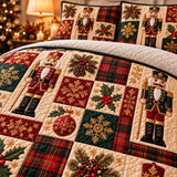 Nutcracker Plaid Patchwork | Quilted Bedding Set